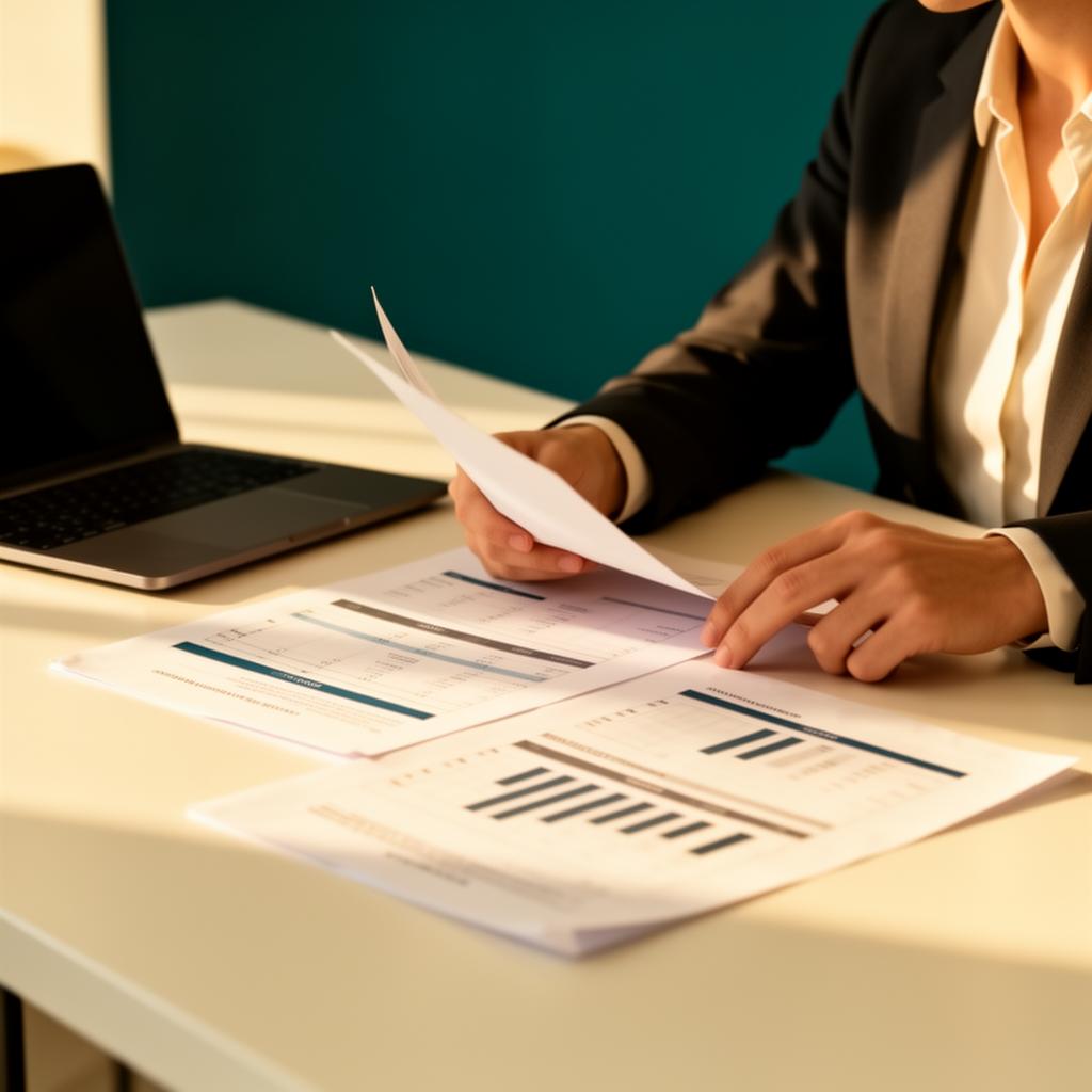 Bookkeeper reviewing financial reports